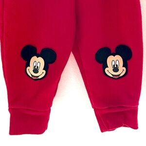 4/$20💥Mickey Mouse Knee Fleecy Sweatpants Joggers, Unisex, Burnt Red & Black